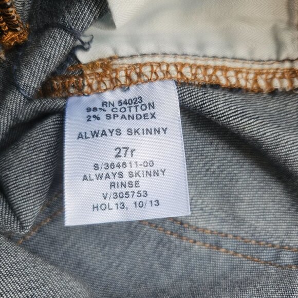 Always Skinny Gap 1969 Jeans Discontinued Dark Wash Denim Low Rise Womens 27r - Picture 6 of 7